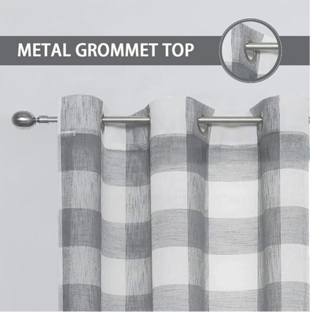 Buffalo Plaid Checkered Sheer CurtainsGrey /White Buffalo Plaid Gingham Curtains
